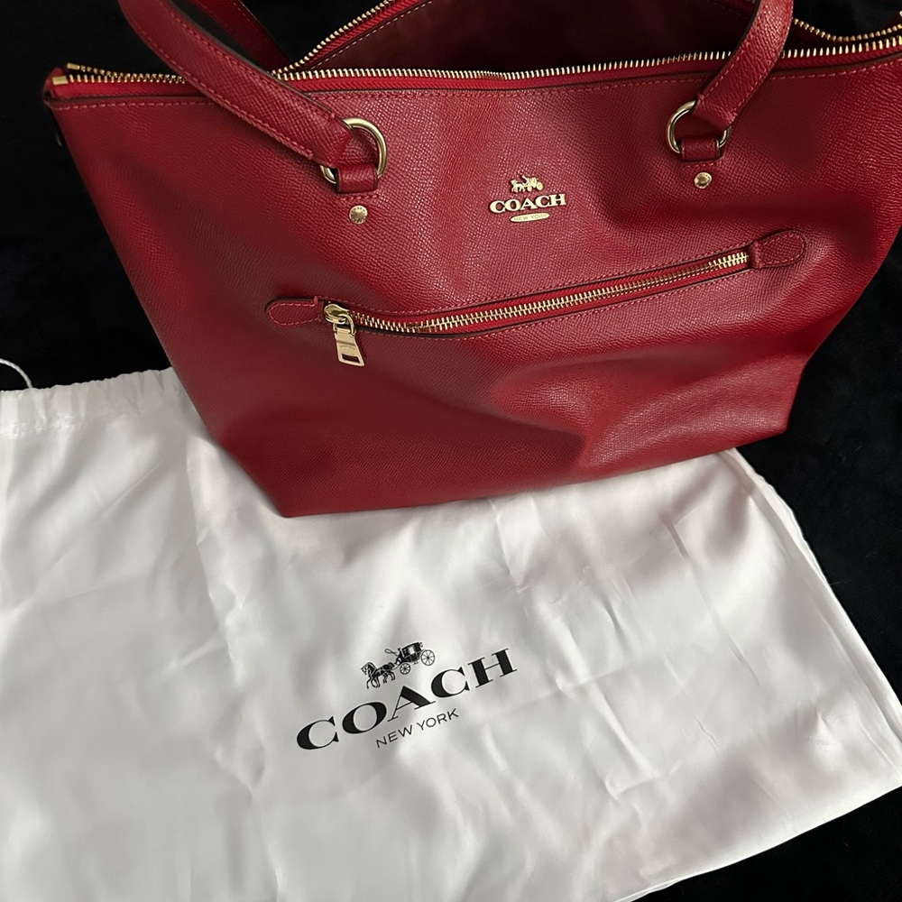 SOLD Coach Red Leather Tote Bag